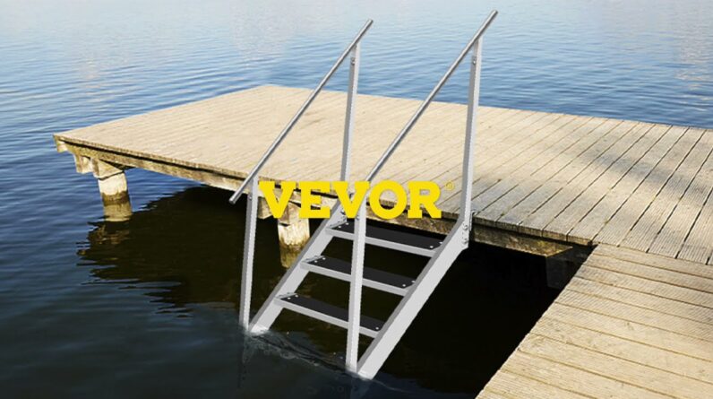 VEVOR Boat Dock Ladder 4 Steps Aluminum Dock Ladder 350 LBS Weight Capacity Anti-skid Design