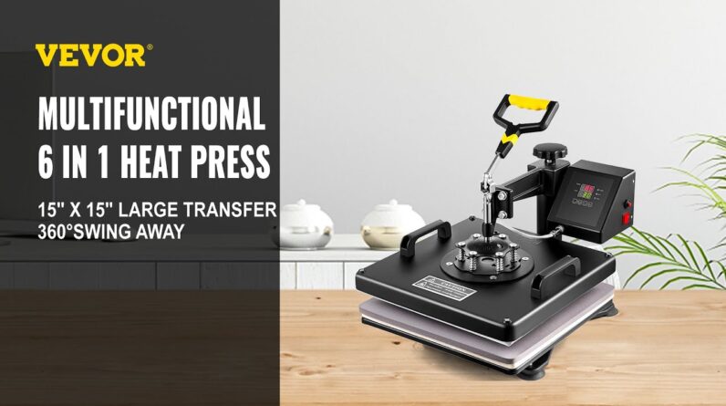 VEVOR 6 in 1 Heat Press Machine Transfer Combo Sublimation DIY Printer T-Shirt 15"x15"
