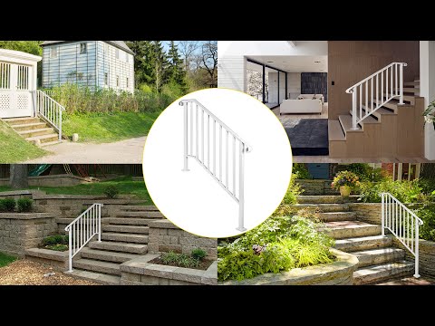 VEVOR Iron Handrail Picket Stair Railing Rail White & Black Rustproof for Gardens, Residential