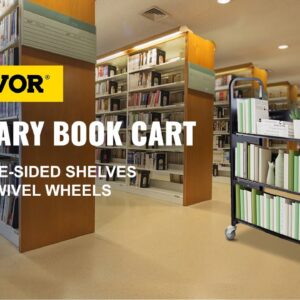 VEVOR Book Cart Library Cart 200lb Capacity with L-Shaped Shelves in White