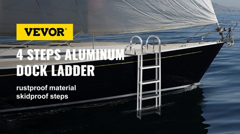 VEVOR Aluminum Dock Ladder Boat Ladder 4-step Flip Up Ladder for Dock Swimming